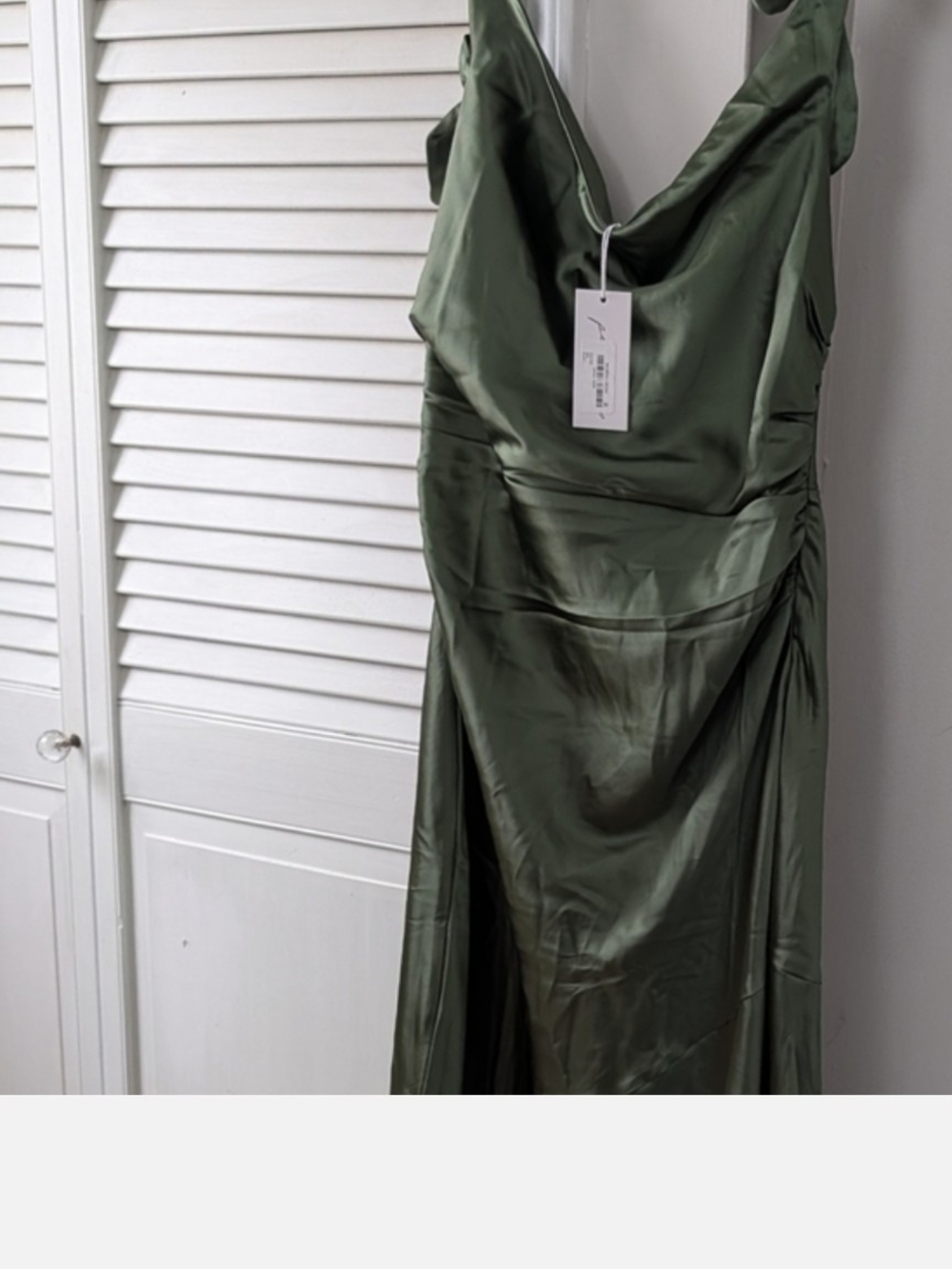 Nordstrom Olive Satin Cowl Neck Gown
